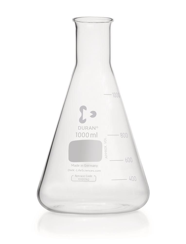 Narrow neck Erlenmeyer flask, DURAN®, graduation, 1000 ml, ISO 1773, 1 unit(s) - Luminix Health