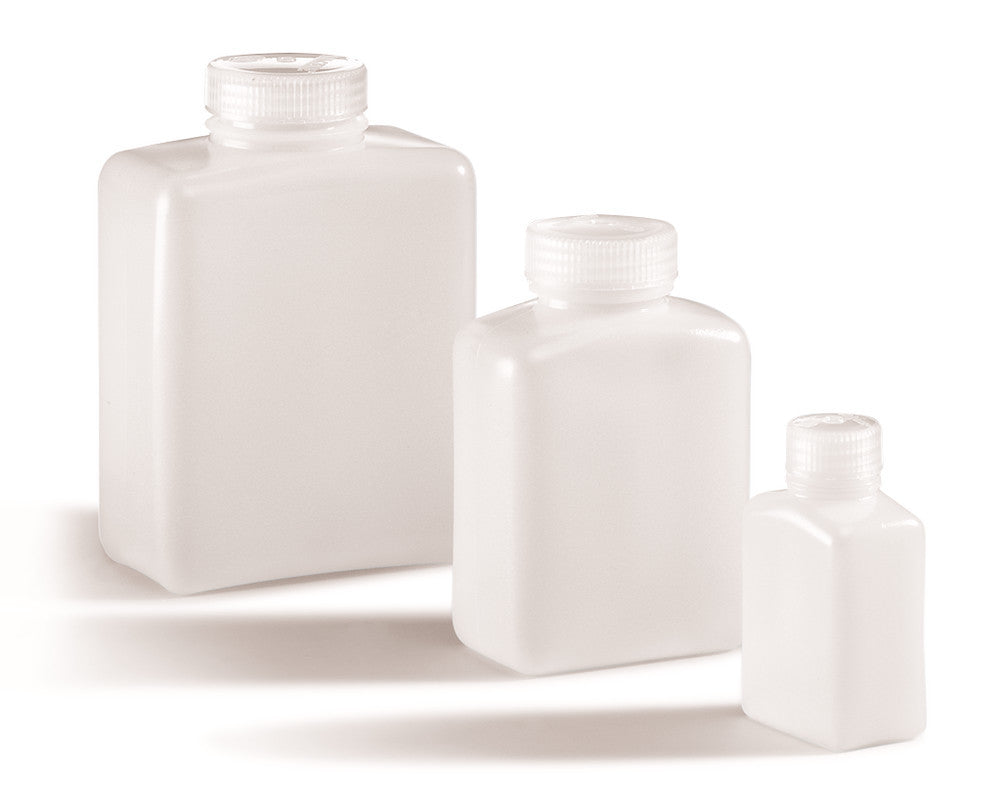 Wide neck-rectangular bottles, HDPE, leakproof, 2000 ml, 4 unit(s) - Luminix Health