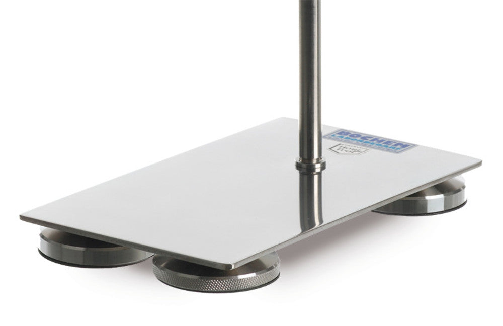 Retort stand base, stainless, steel 18/10, borehole M 10, 300 x 150 mm - Luminix Health
