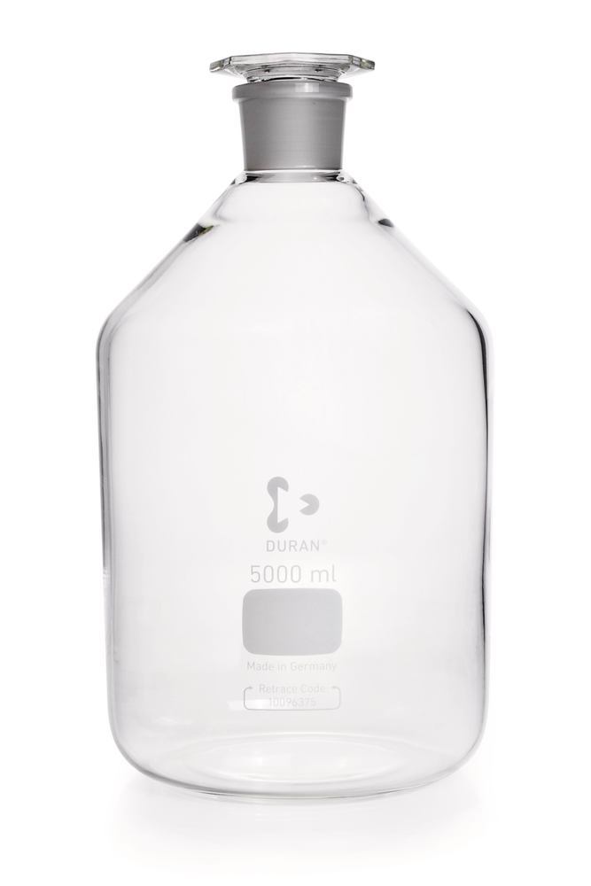 Narrow neck storage bottl., glass stopp., DURAN®, clear glass, 5000 ml - Luminix Health
