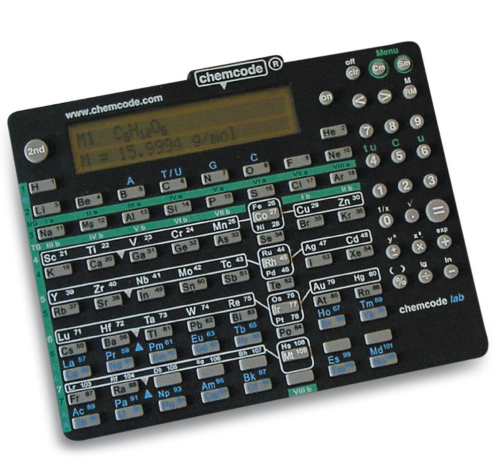 Chemistry-/LifeScience-pocket calculator, Chemcode®, L 136 x W 110 x D 14 mm - Luminix Health