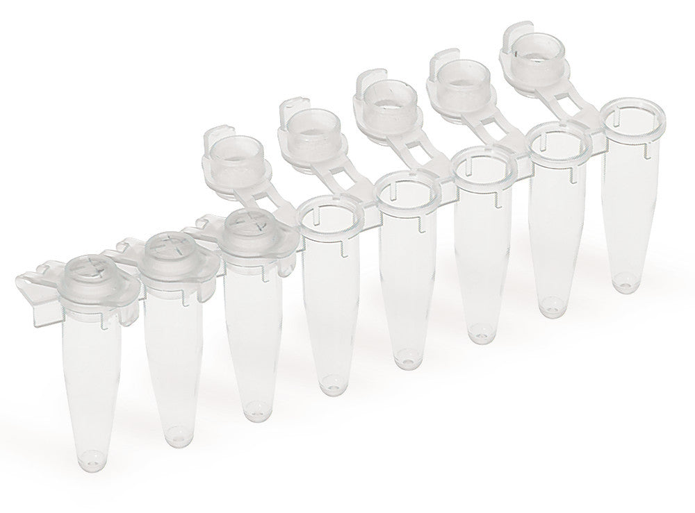 PCR-strips 8 tubes, PP, colourless, lid flat, 0.2 ml, 125 unit(s) - Luminix Health