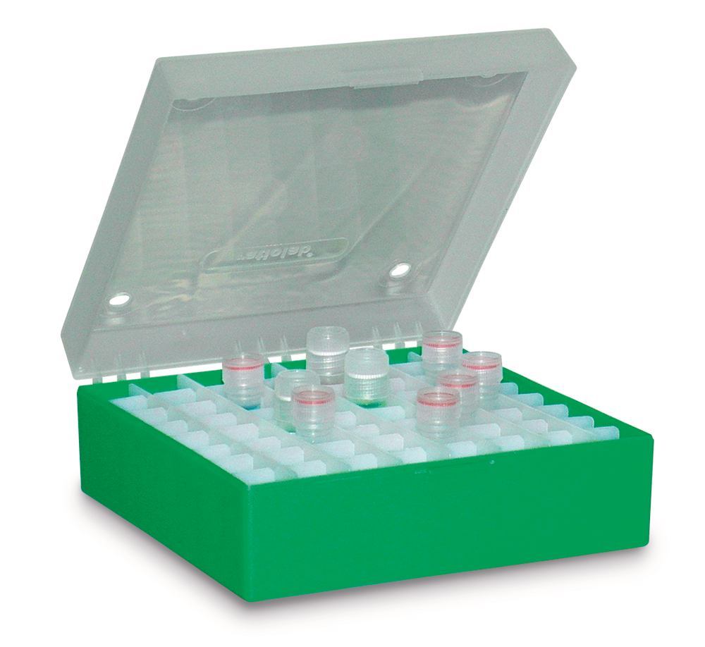 Rotilabo® cryogenic boxes, PP, green, H 52 mm, 5 unit(s) - Luminix Health