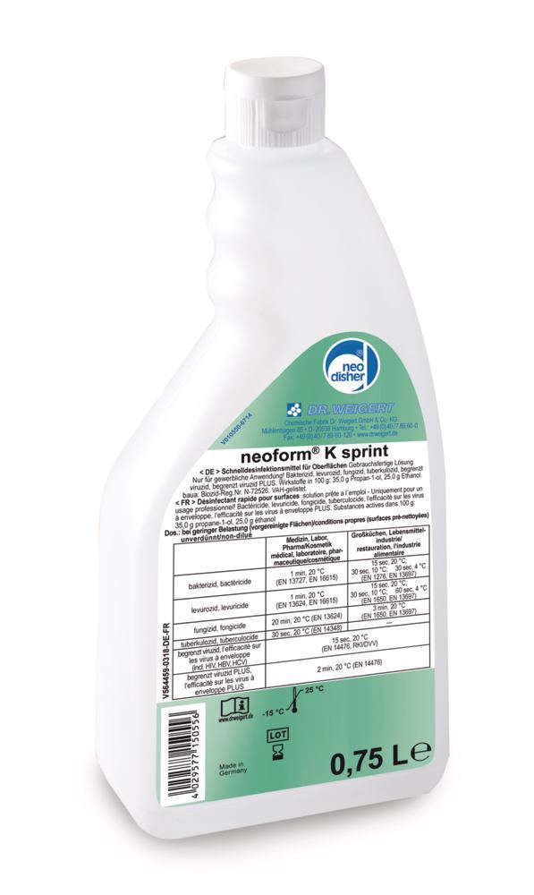 neoform K sprint, Ready-to-use fast acting disinfectant, 750 ml - Luminix Health
