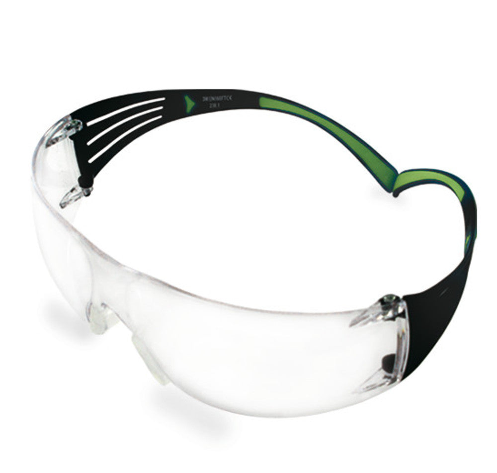 Safety glasses SecureFit 400, black/green, clear lens, 1 unit(s) - Luminix Health