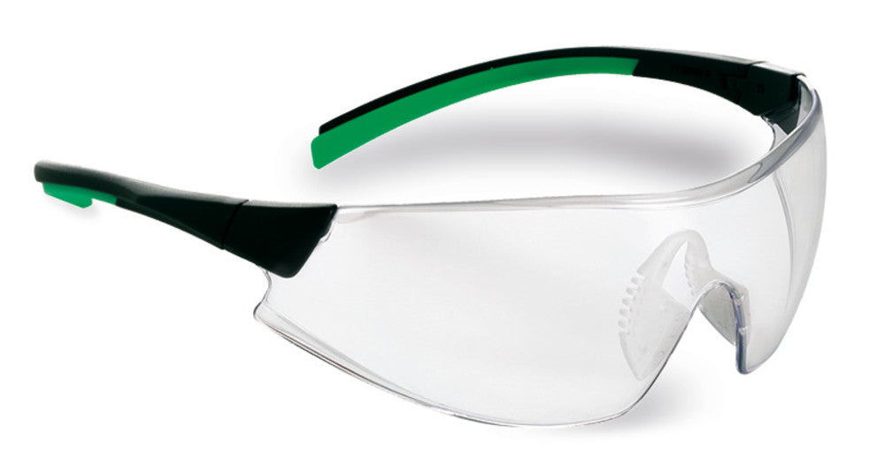 Safety glasses 546, clear lens, frame colour black/green, 1 unit(s) - Luminix Health