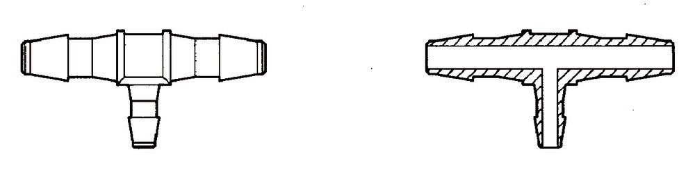 Rotilabo®-Mini tubing reducers, PP, T-shape, f. tubing inner-Ø 1.6-3.2-1.6mm - Luminix Health