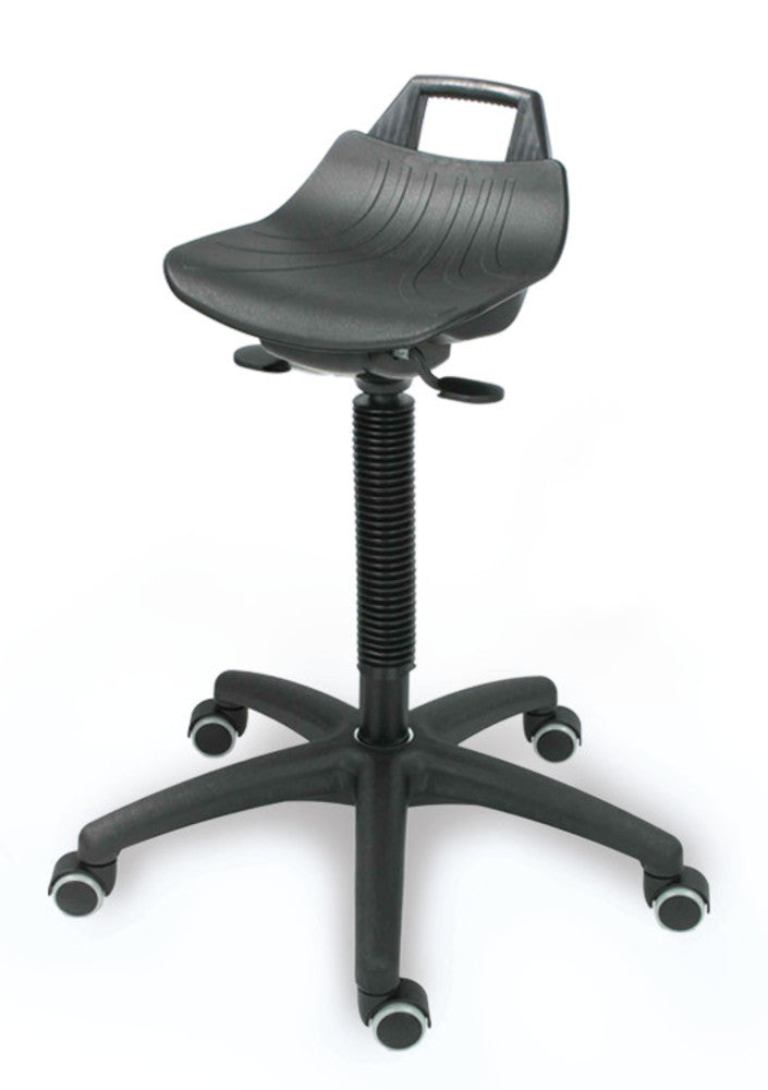 Stools and standing supports, high, Seat PP, black, rollers, 1 unit(s) - Luminix Health