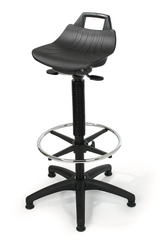 Stools and standing supports, high, Seat PP, black, glides+base ring, 1 unit(s) - Luminix Health