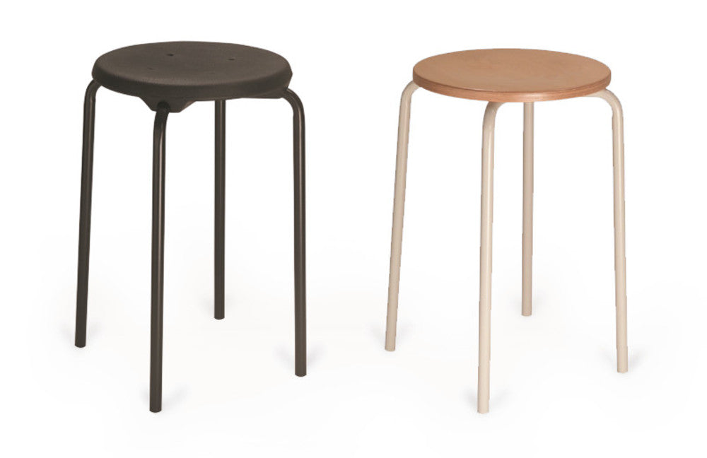 Stackable stool, seat PU black, frame light grey, H 580 mm, 1 unit(s) - Luminix Health