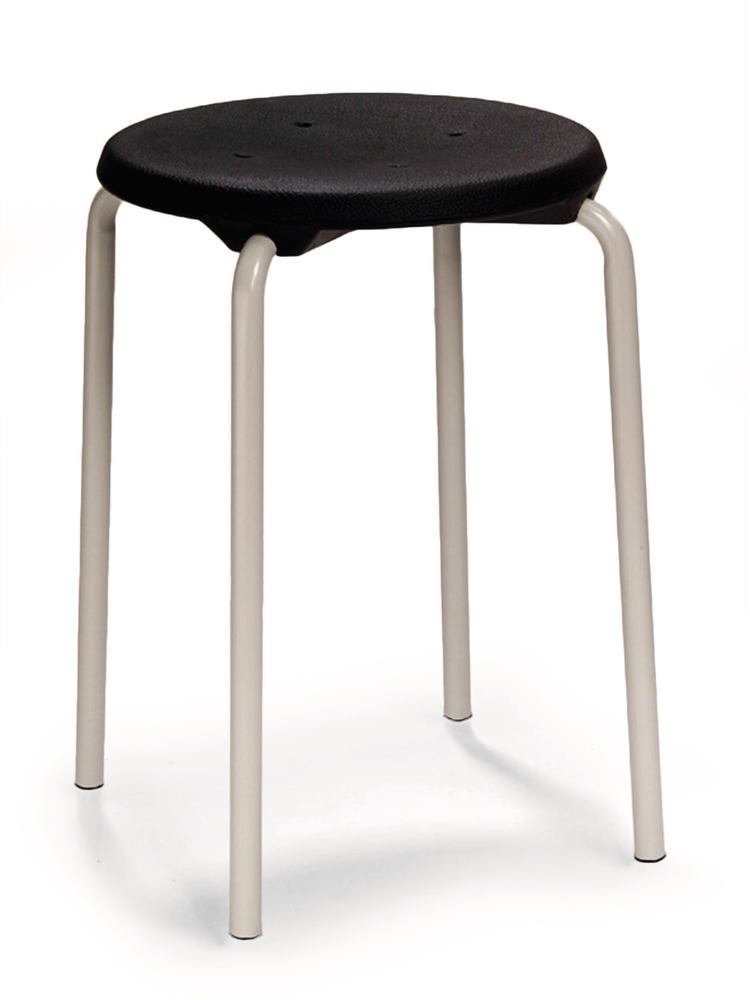 Stackable stool, seat PU black, frame light grey, H 500 mm, 1 unit(s) - Luminix Health