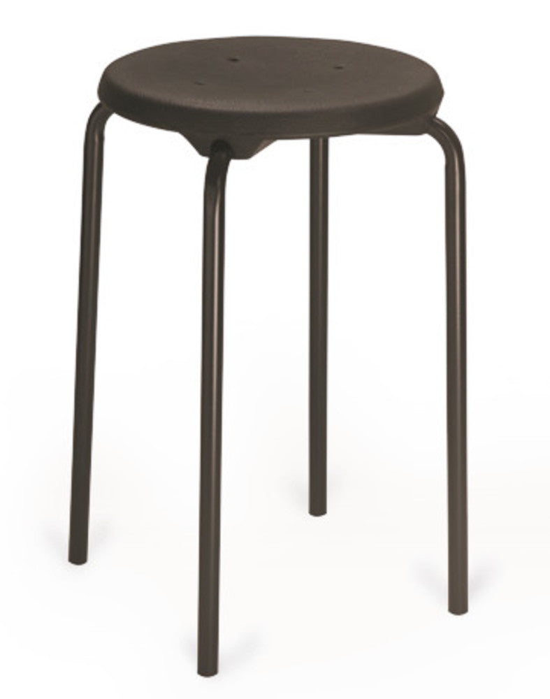 Stackable stool, seat PU black, frame black, H 580 mm, 1 unit(s) - Luminix Health