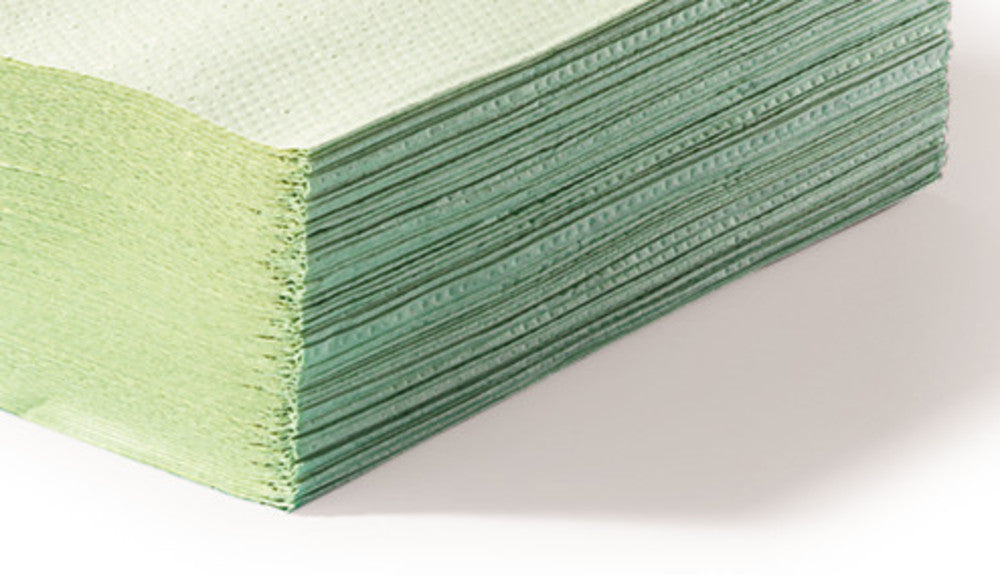 Sekuroka® folded hand towels, 2-ply, tissue, green, zigzag folds, 3195 sheet(s) - Luminix Health