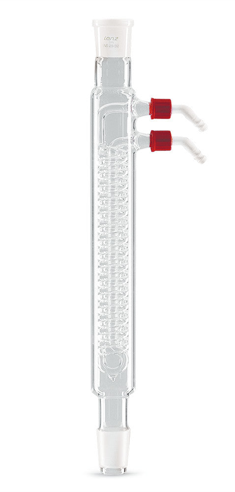 Dimroth condenser, ground glass 29/32, L 400 mm, with plastic hose connections - Luminix Health
