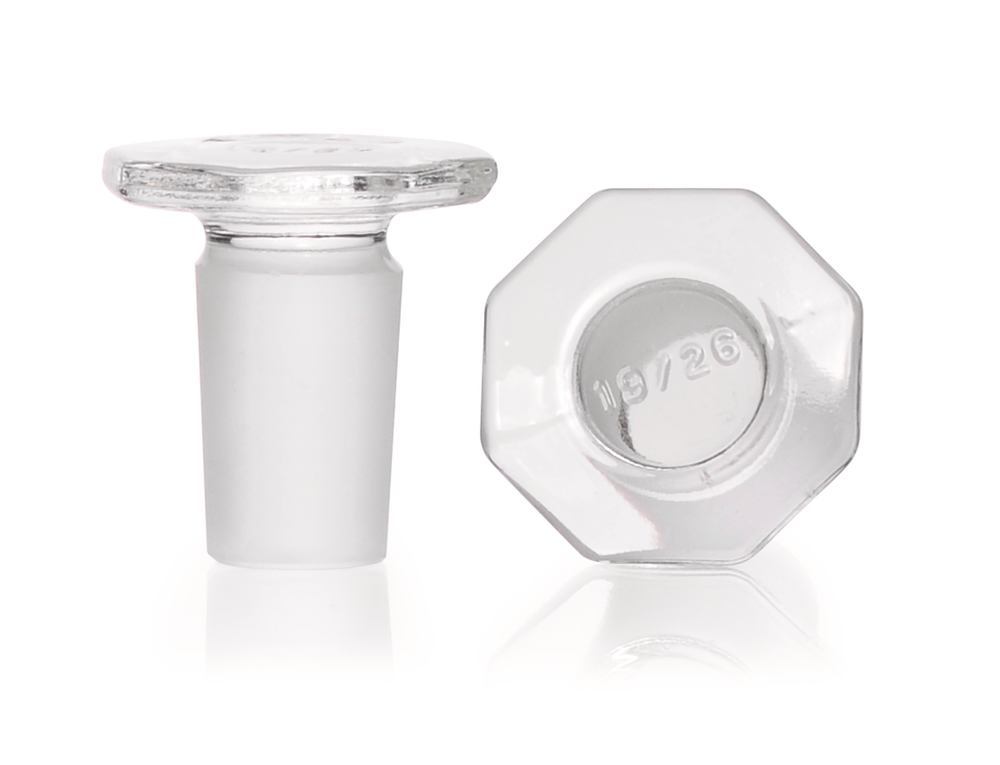 Glass-stoppers, solid, DURAN®, octagonal, standard ground joint 19/26 - Luminix Health