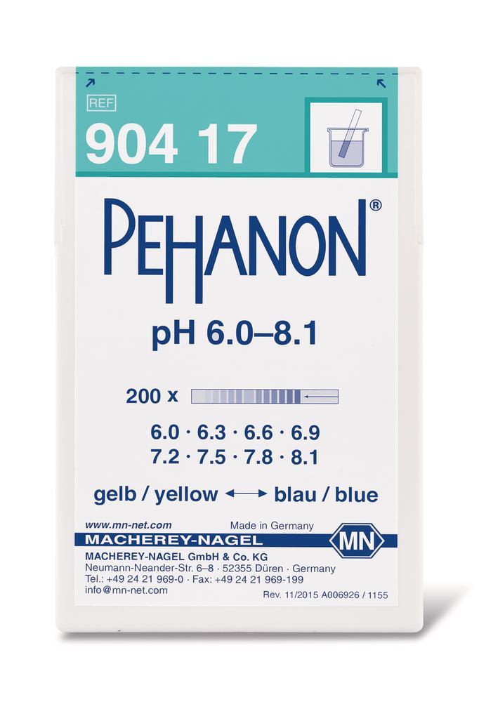 Indicator papers PEHANON®, with imprinted pH-scale, pH 6.0-8.1, 200 unit(s) - Luminix Health