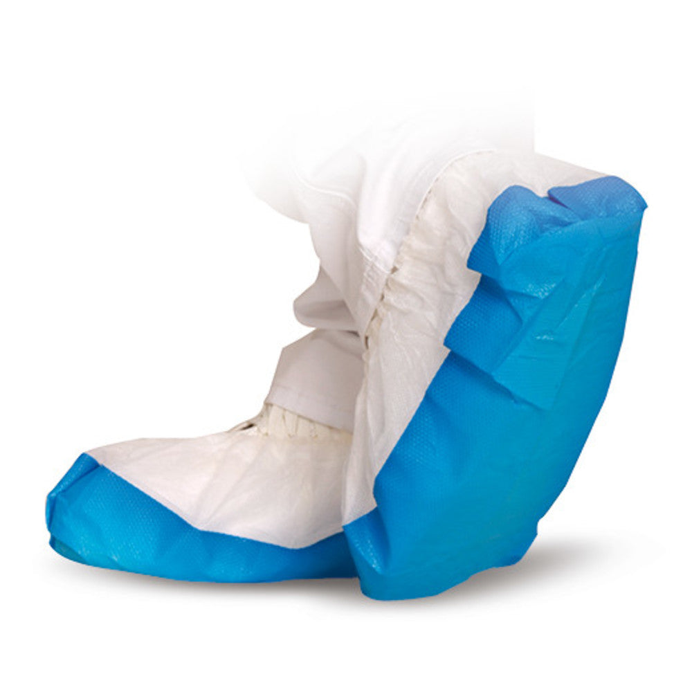 Non-woven overshoes with a CPE sole, size (cm) 41, white/blue, 50 unit(s) - Luminix Health