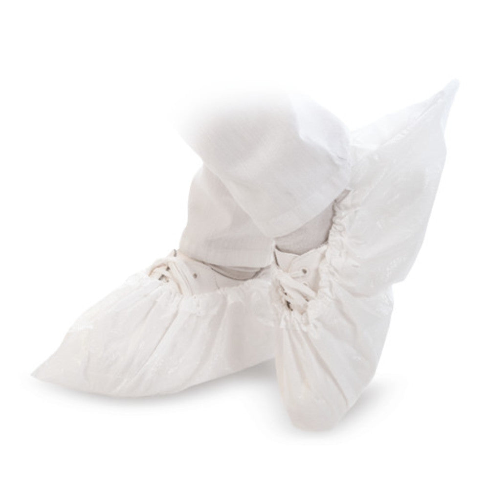 Anti-slip CPE overshoes with TPE coating, size (cm) 41, white, 50 unit(s) - Luminix Health