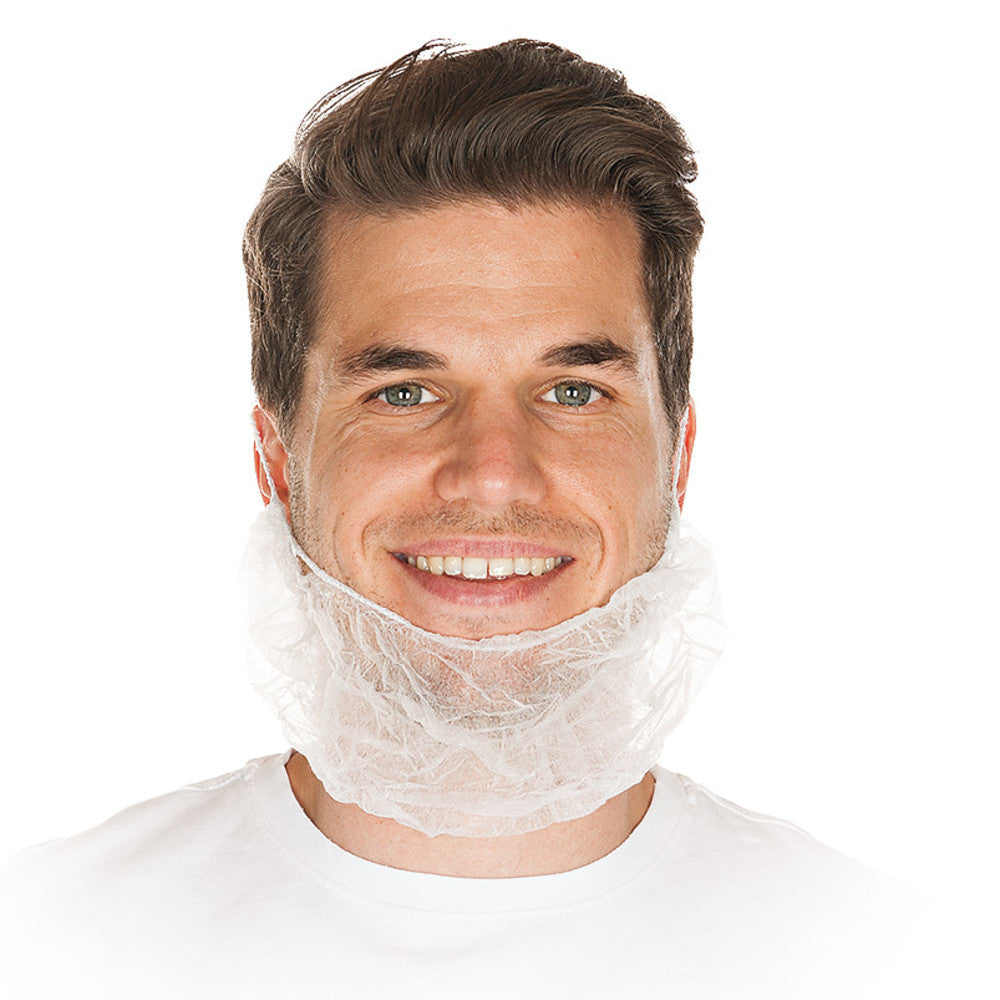 Beard protection, PP-fleece, white, 46 x 20 cm, 100 unit(s) - Luminix Health