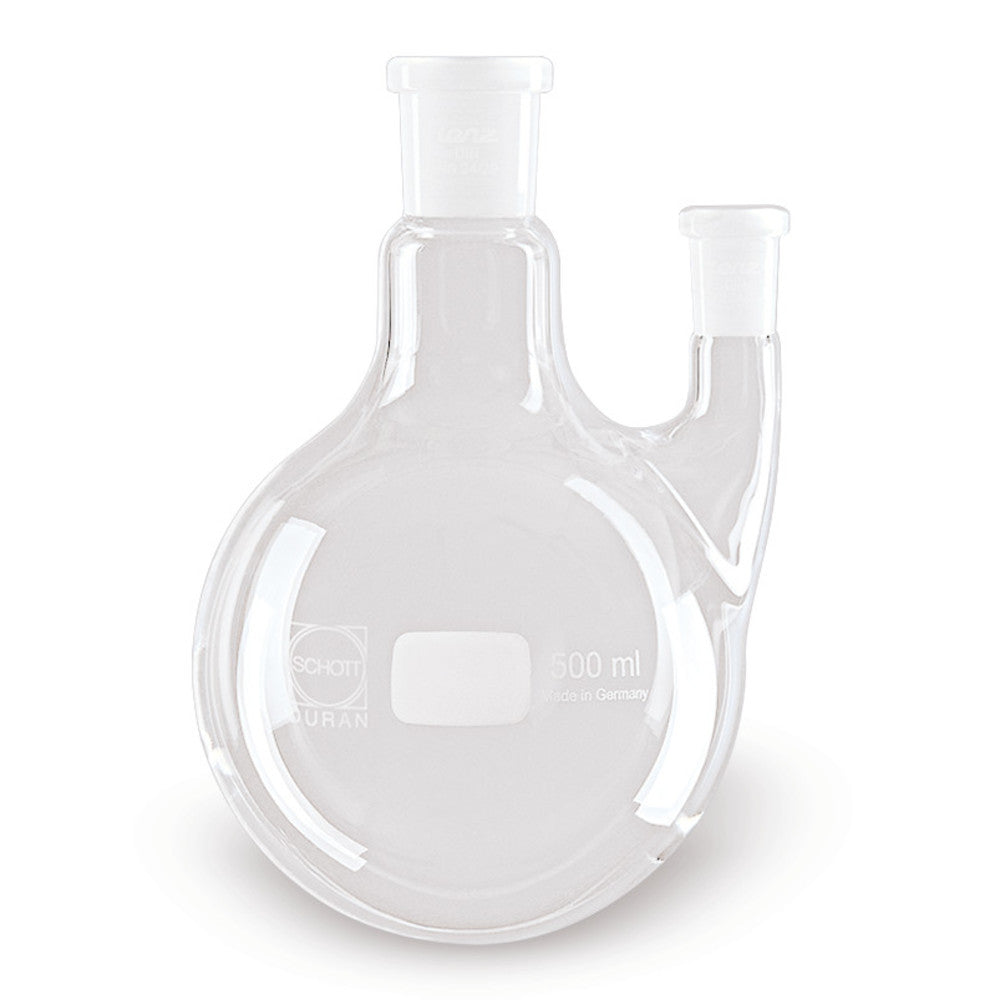 Double neck round flask, DURAN®, 500 ml, side neck parallel NS 14/23, 1 unit(s) - Luminix Health