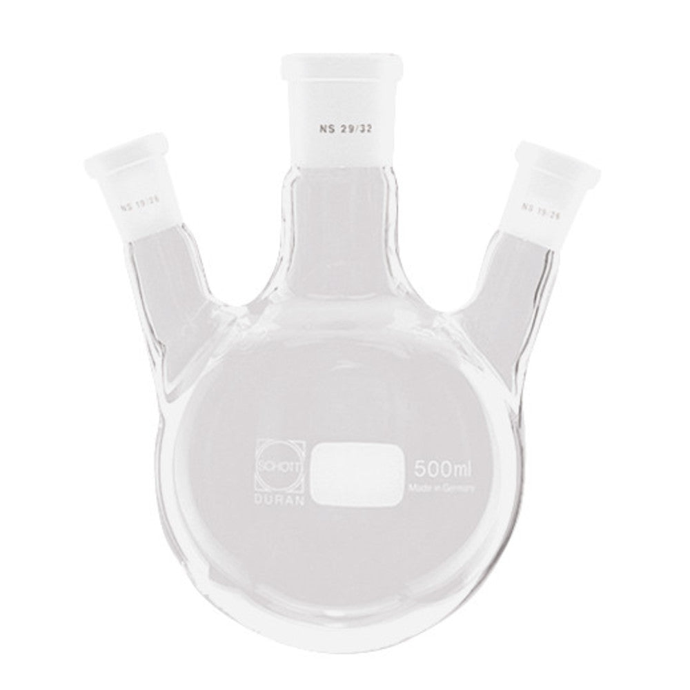 Three-necked round-bottom flask, 250 ml, Centre neck 24/29, side neck 14/23 - Luminix Health