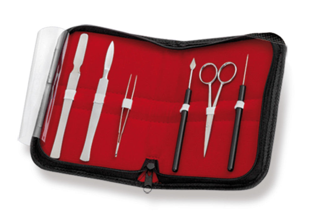 Rotilabo®-dissecting set f. microscopy, small, in zip-up case, 6 parts - Luminix Health