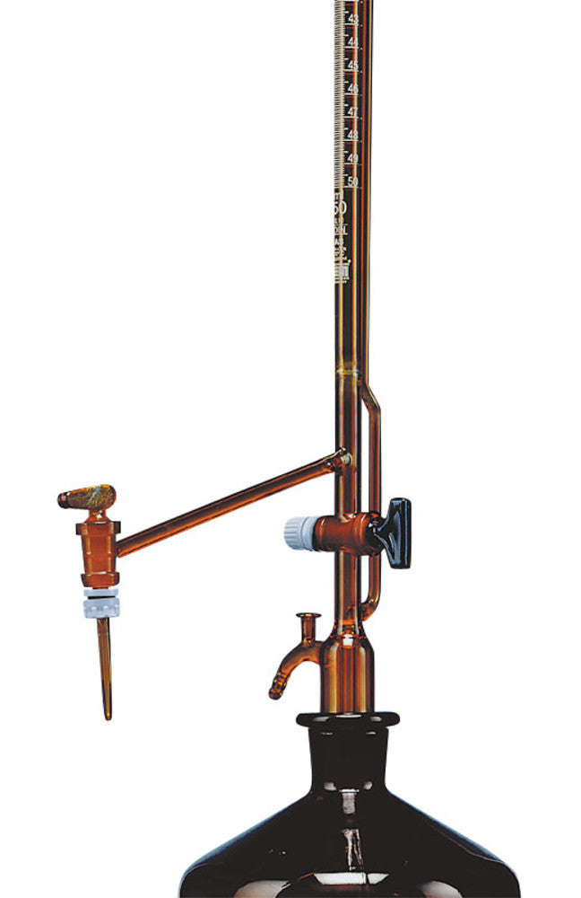 Pellet titration apparatus, Class B, DURAN®, brown glass, white grad., 25 ml - Luminix Health