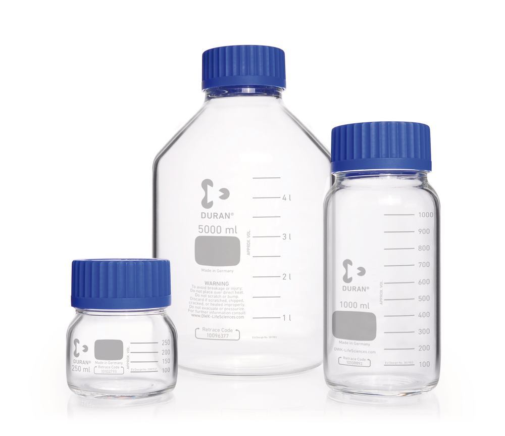 Wide-neck screw thread bottle DURAN®, clear glass, 3.5 l, GLS 80 thread - Luminix Health