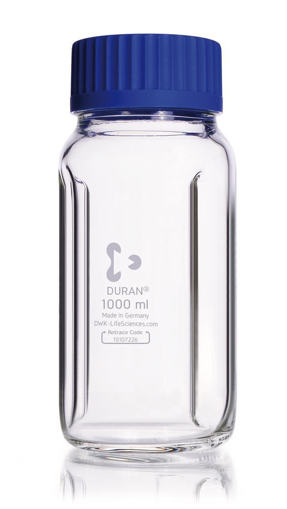 Wide neck baffled flask GLS 80, 1000 ml, Ø 101 mm, H 222 mm, 1 unit(s) - Luminix Health