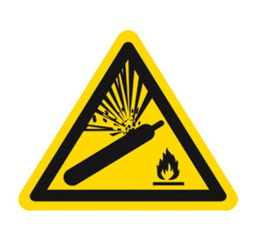 Warning sign, single label, PE film, Gas cylinders, 100 mm, 1 unit(s) - Luminix Health