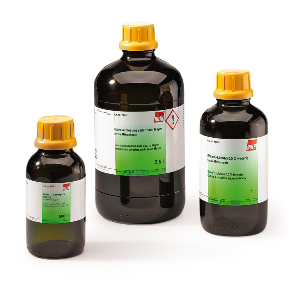 Eosin Y solution 1 % in ethanol, for microscopy, 500 ml, glass - Luminix Health