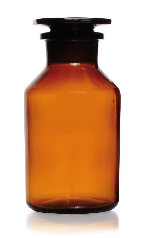 Wide neck storage bottle, glass stopper, soda-lime glass, amber, 1000 ml - Luminix Health