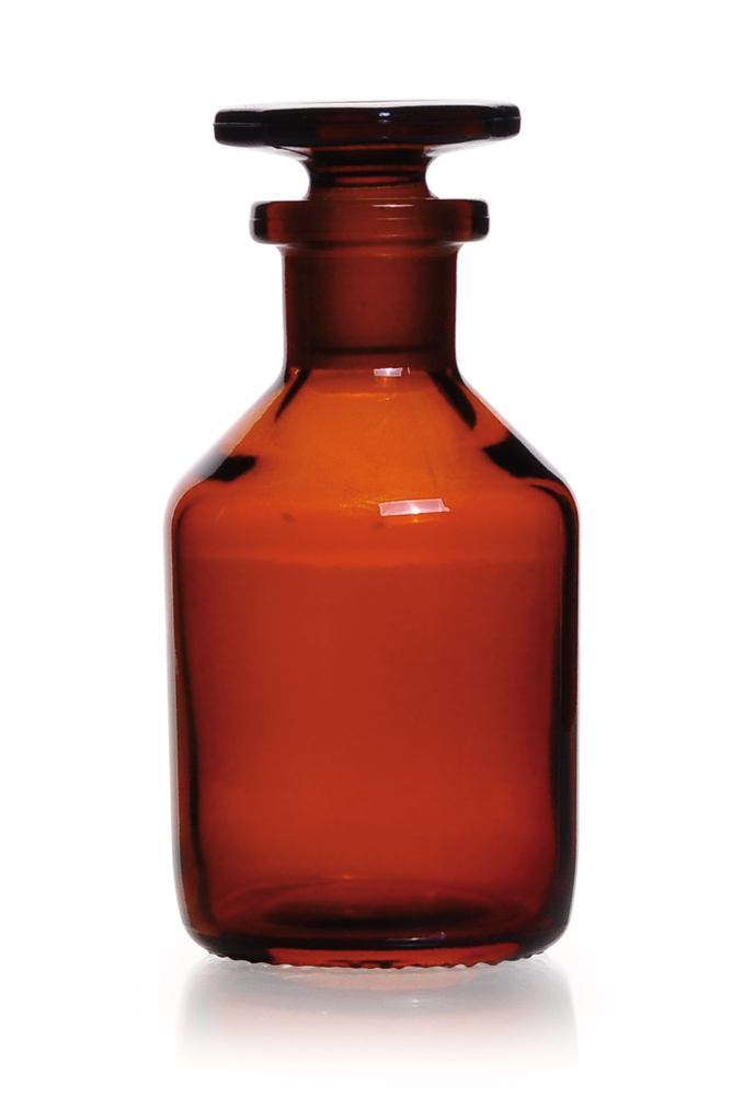Narrow neck storage bottl., glass stopp., soda-lime glass, amber, 1000 ml - Luminix Health