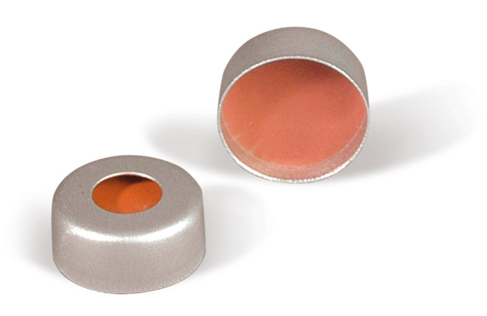 Rotilabo® aluminium caps with septum, PTFE/silicone, Ø 11 mm, 200 unit(s) - Luminix Health