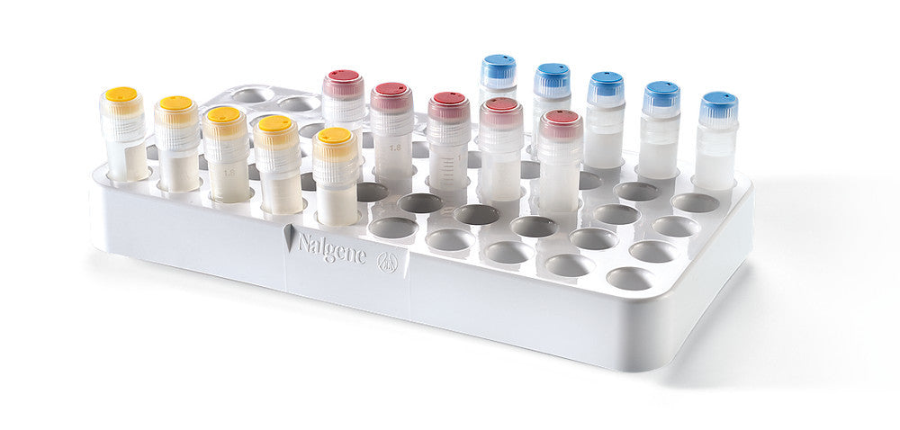 Cryogenic vial rack made of white PC, 50 holes, array 5 x 10, 1 unit(s) - Luminix Health