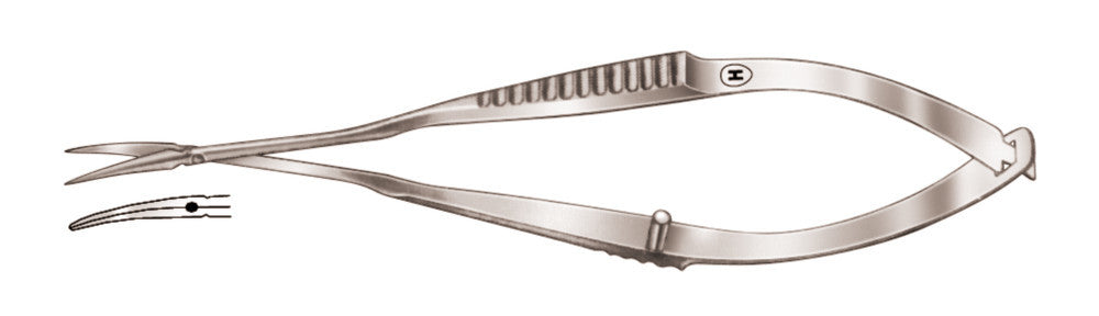Micro scissors, Tübingen model, standard, bent, pointed, L 85 mm, 1 unit(s) - Luminix Health