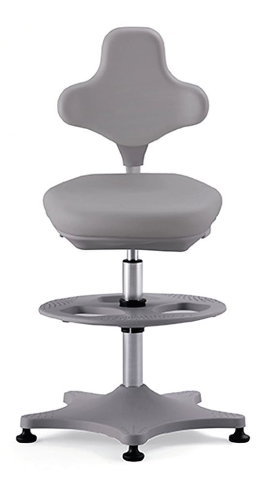 Laboratory chair Labster 3, grey,, gliders/foot ring, seat height 550-800mm - Luminix Health