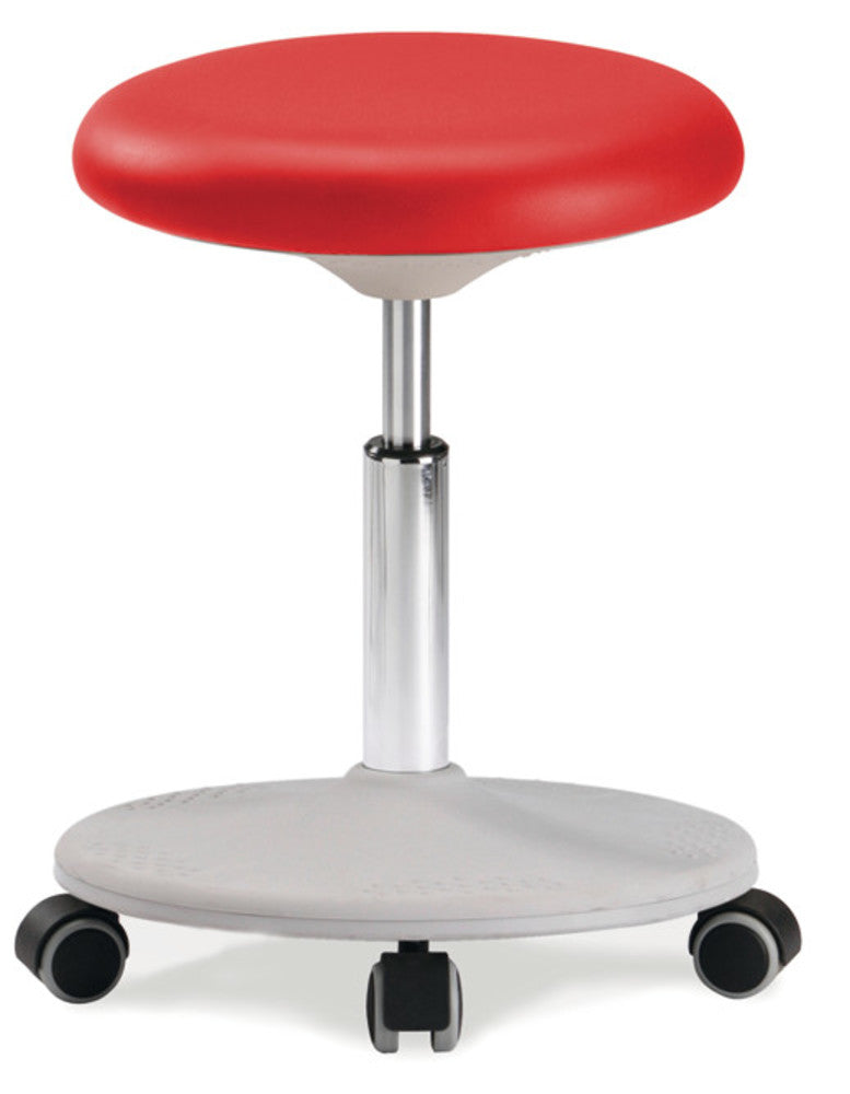 Laboratory stool Labster, red, rollers, seat height 450-650 mm, 1 unit(s) - Luminix Health