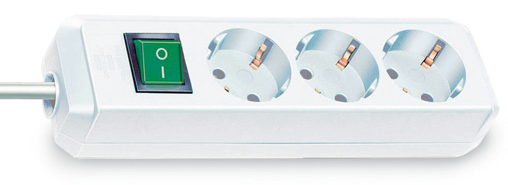 Socket strips Eco-line, 3-way, with switch, cable length 3 m, 1 unit(s) - Luminix Health