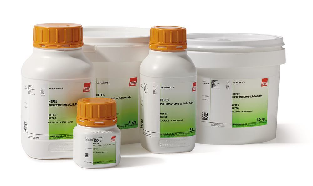 HEPES, PUFFERAN®, min. 99,5 %, Buffer Grade, 100 g, plastic - Luminix Health