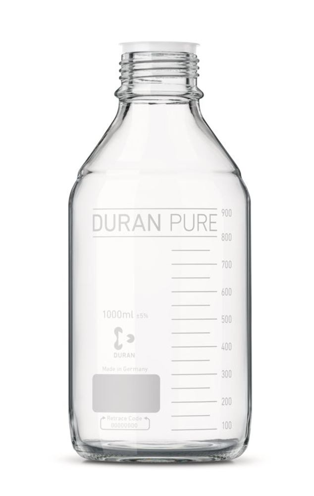 DURAN® PURE screw top bottles, 1000 ml, clear glass, 10 unit(s) - Luminix Health