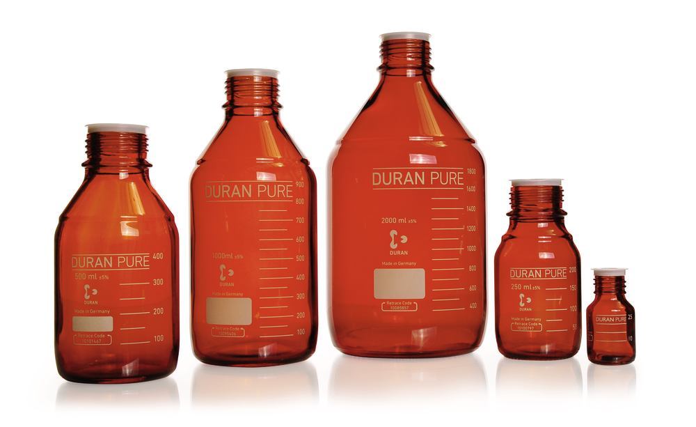 DURAN® PURE screw top bottles, 500 ml, brown glass, 10 unit(s) - Luminix Health