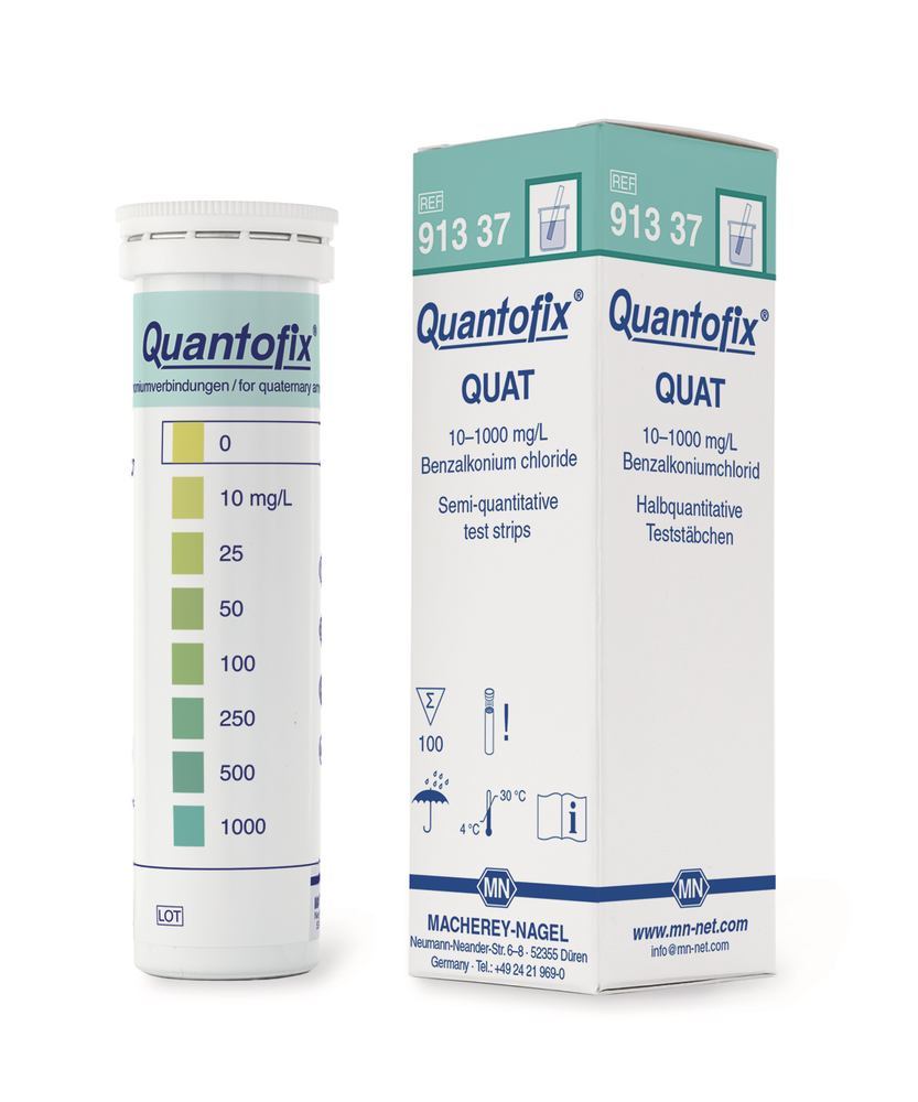 Quantofix® test strips, benzalkonium chloride, L 95 x W 6 mm, 100 unit(s) - Luminix Health