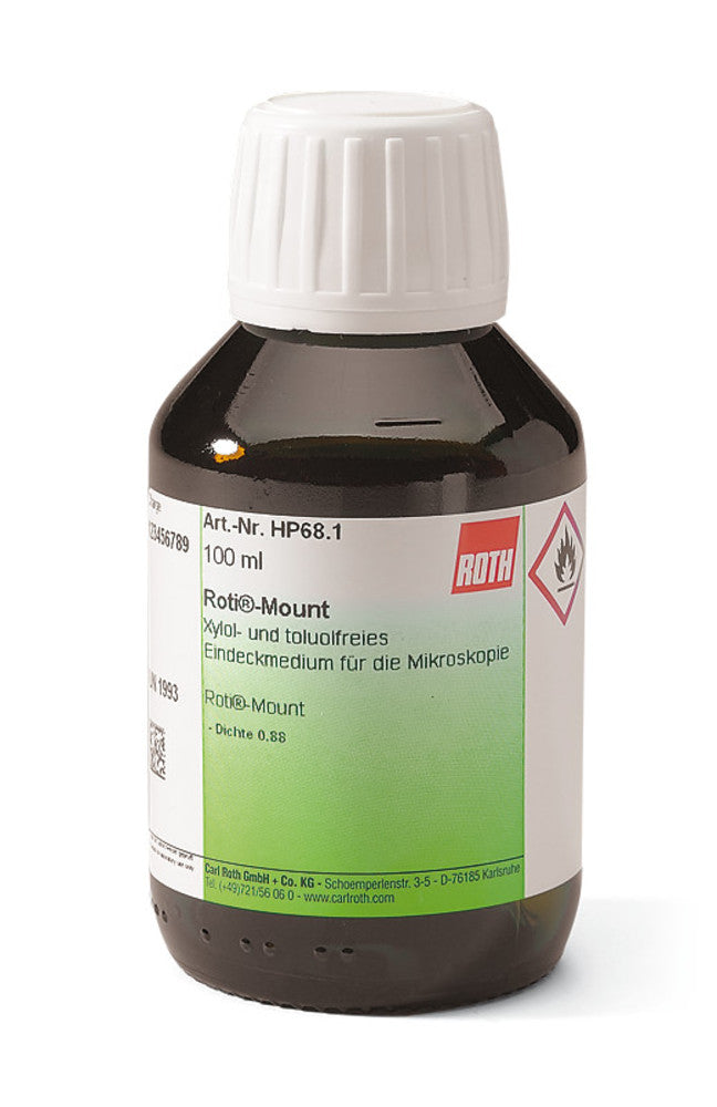 ROTI®Mount, mountant for microscopy, free from xylene and toluene, 100 ml, glass - Luminix Health