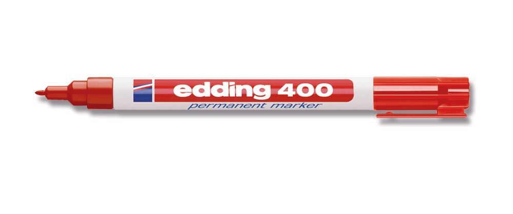 Permanentmarker, edding®, 400, red, round tip, fine 1 mm, 10 unit(s) - Luminix Health