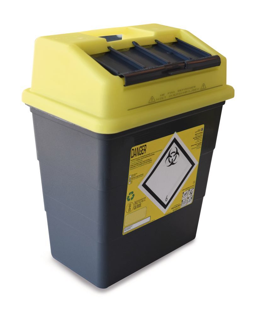 Sharpsafe®-waste disposal bins, PP, 13 l, L 293 x W 195 x H 353 mm, 5 unit(s) - Luminix Health
