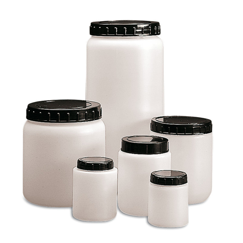 Wide-neck cans, HDPE, 1000 ml, with press-in plug and screw cap, 20 unit(s) - Luminix Health