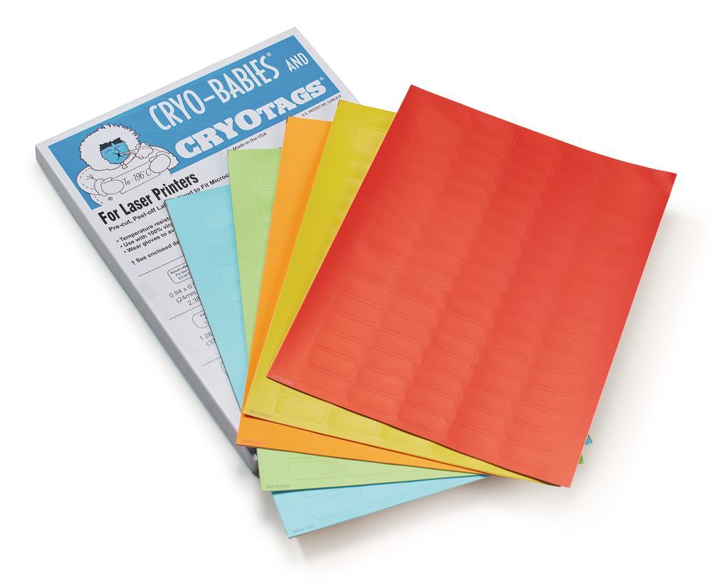 Cryo-labels on sheets, acrylate base, coloured assorted L 38 mm, 20 sheet(s) - Luminix Health