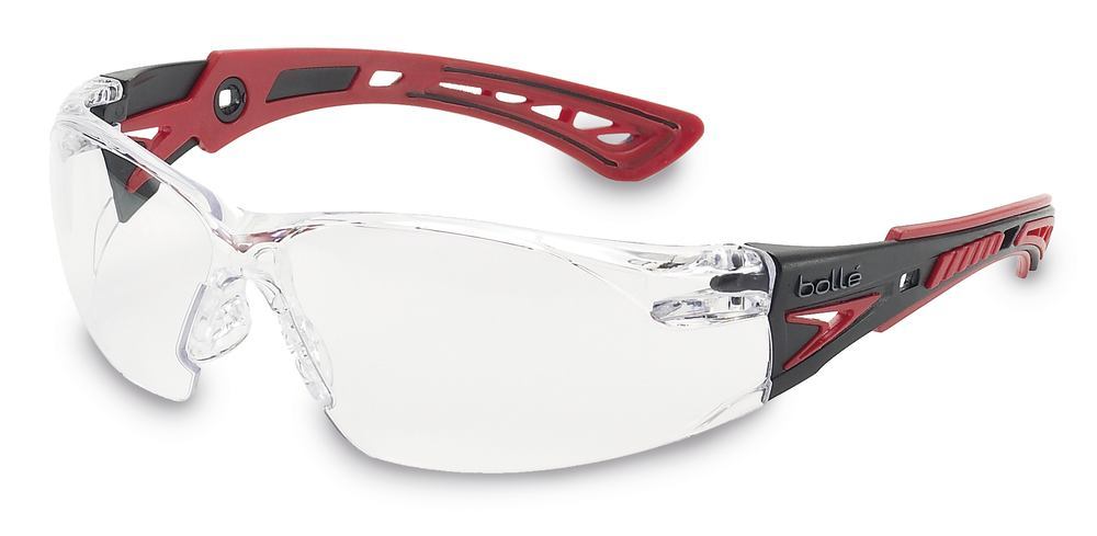 RUSH+ safety glasses, frame red/black, lens made of PC, clear, 1 unit(s) - Luminix Health