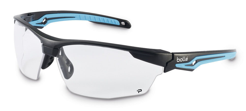 TRYON safety glasses, light blue/black, lens made of PC, clear, 1 unit(s) - Luminix Health